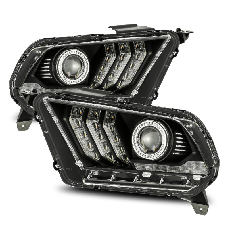 AlphaRex PRO-Series Projector Headlights for 2010-2012 Ford Mustang, featuring a sleek plank style design.